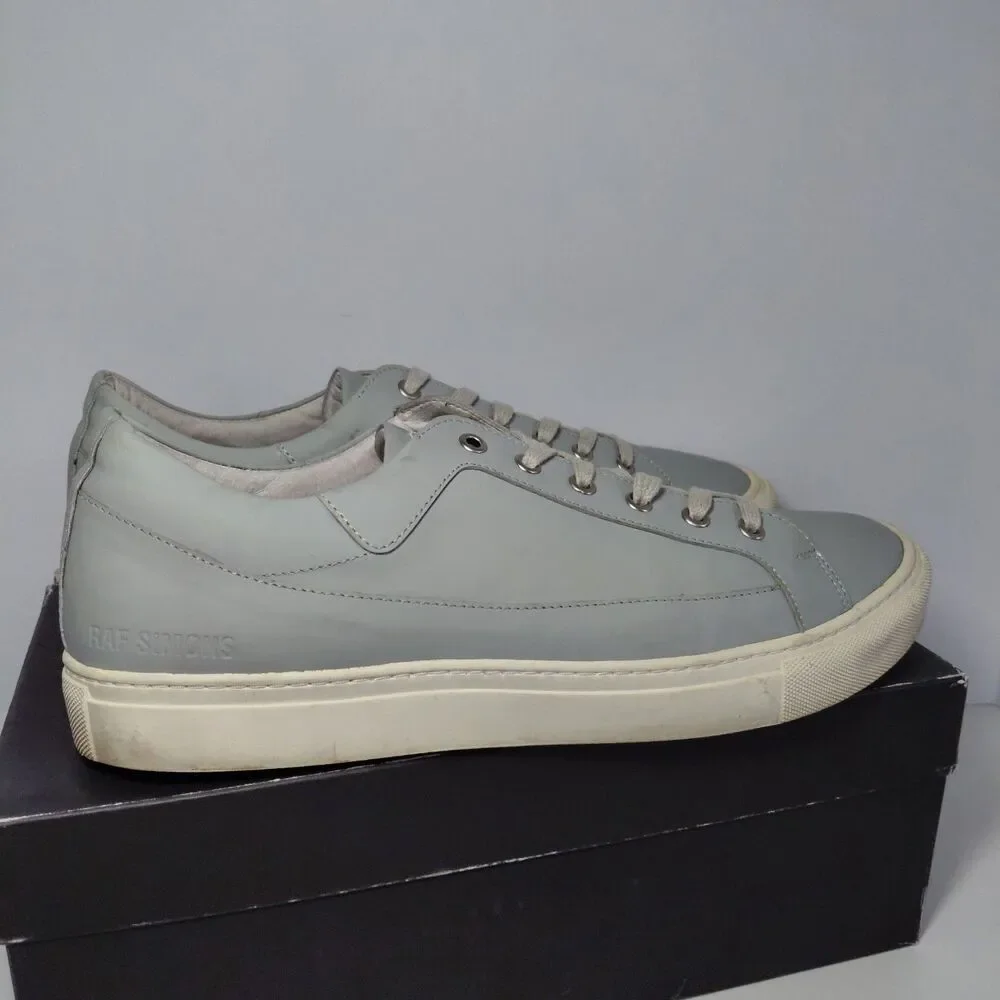 Raf Simons Leather Low-Top Designer Light Gray Sneakers Men's Size 11 - EU 44